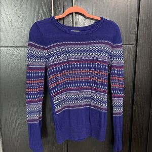 Women's Marona Blue Patterned Sweater- Size Medium